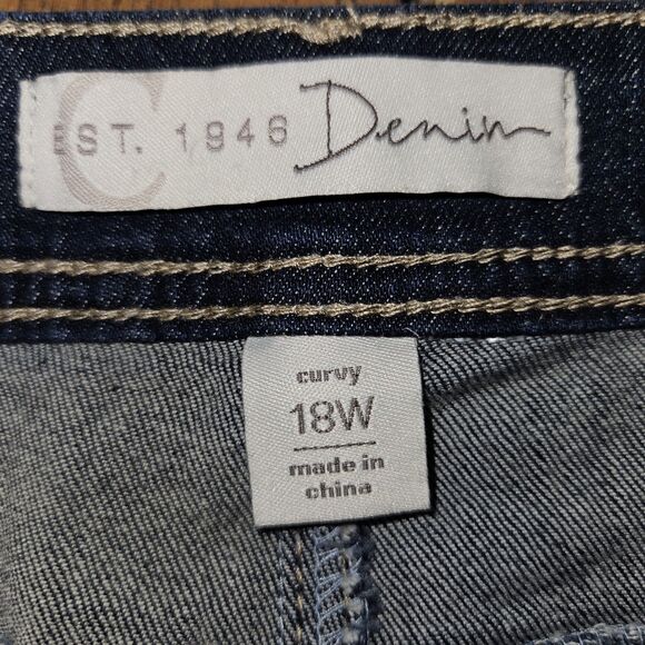 Cato Womens Size 18 Blue Jeans Curvy Stretch Distressed Button Zip Ripped - Picture 3 of 10